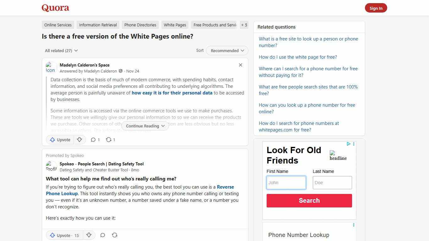 Is there a free version of the White Pages online? - Quora